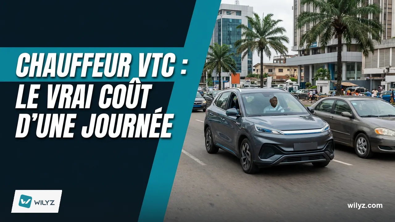 Chauffeur VTC qui fait ses comptes de la journée à Abidjan